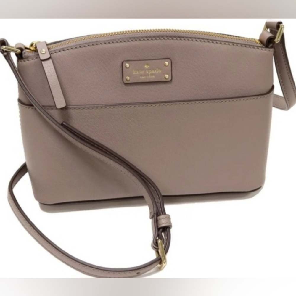 KATE SPADE Millie Grove Street Small Cow Leather Crossbody Bag Purse In Taupe